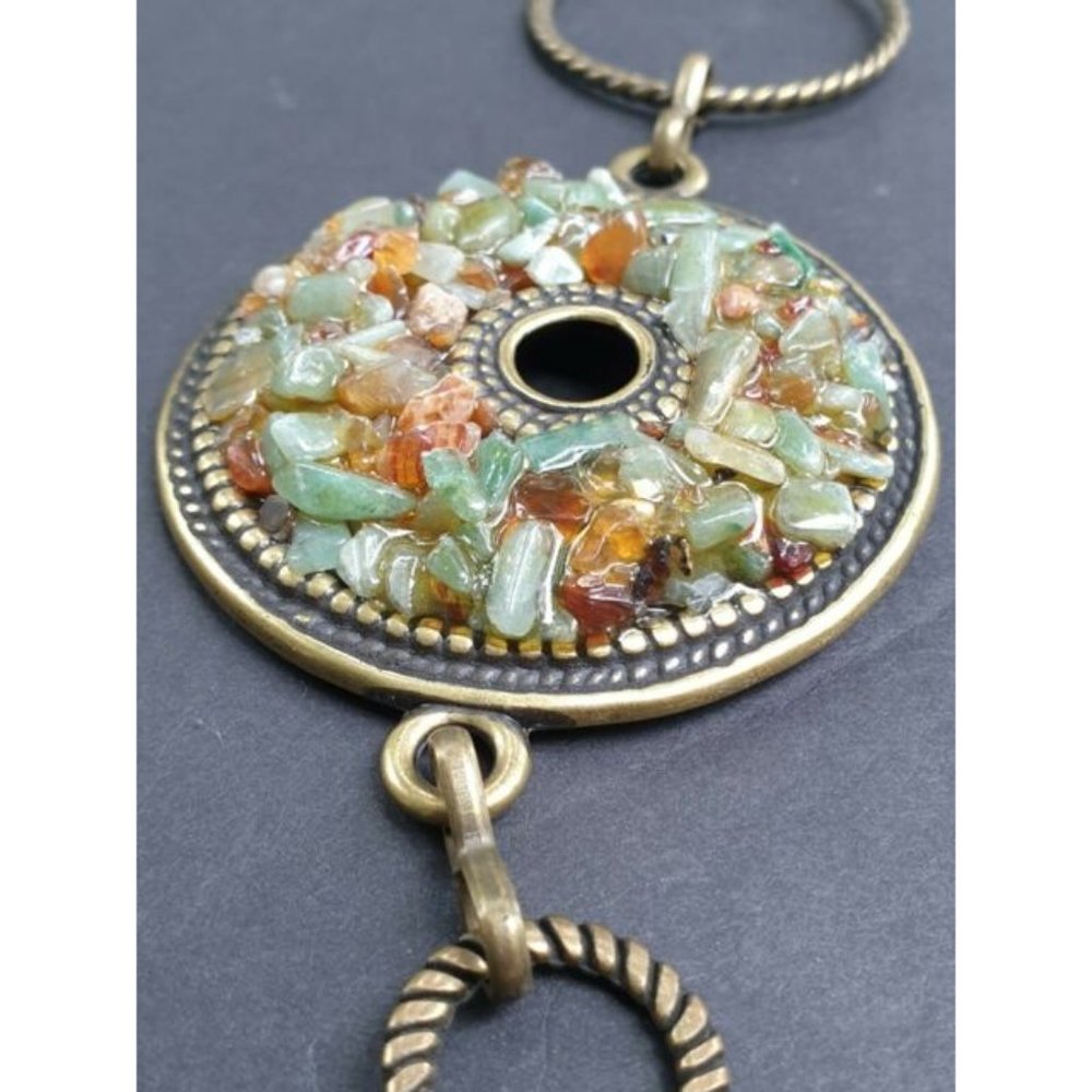 Womens Boho Silver Tone Belt W/ Medallion W/ Crushed Stone Accents Adjustable - Picture 2 of 12